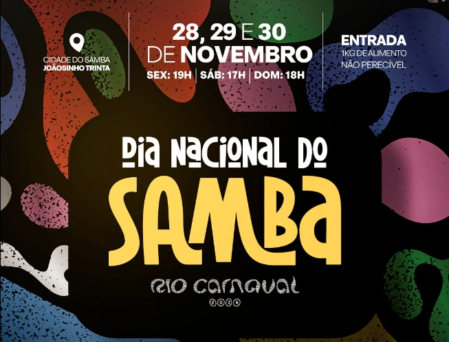  Dia Nacional do Samba Mini-desfiles 2026, shows e escolas de samba com entrada gratuita!