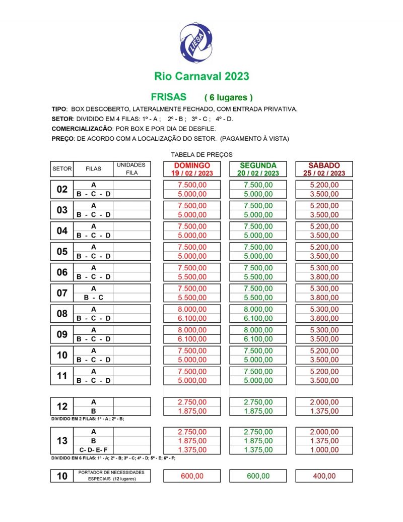 Pré-reservas de frisas para os desfiles do Grupo Especial acontecem este mês