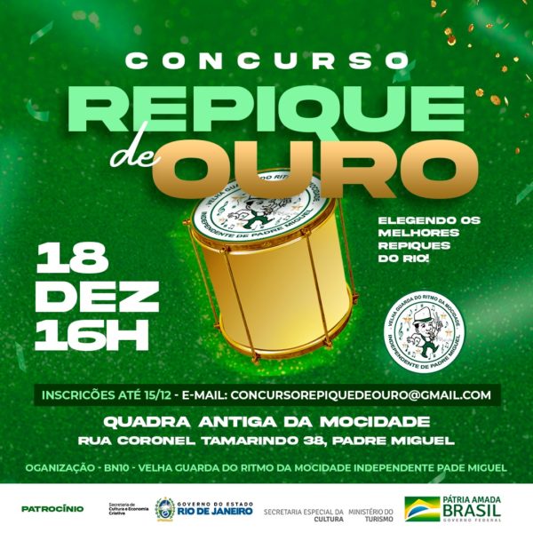 Inscrições para o concurso Repique de Ouro estão abertas
